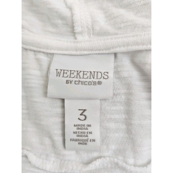Weekends by Chico's ~Woman Size 3(XL)~ White/Black Striped Top Hood Cotton Blend - Picture 2 of 9